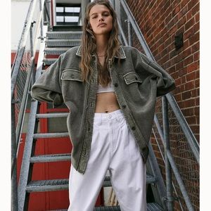 XS Free People Ruby Shacket in dirty olive